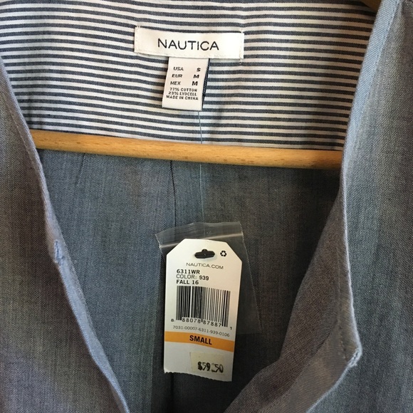 Nautica New With Tags Tunic Sz Small Blue Cotton Half Button Front - Picture 3 of 5